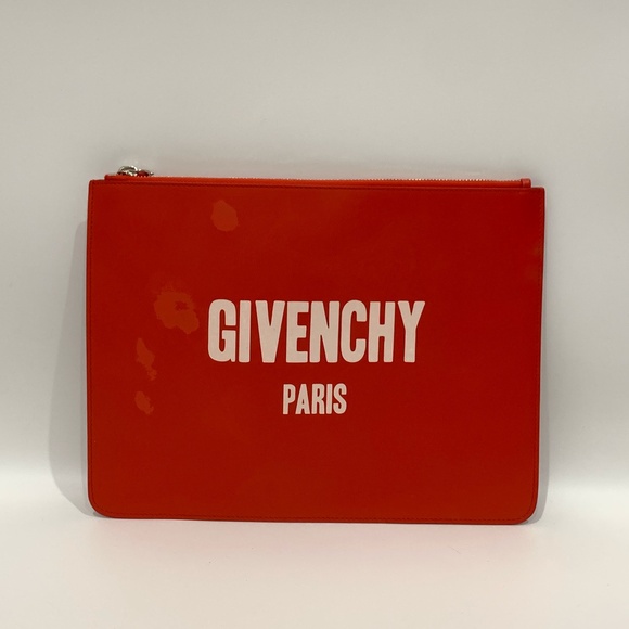 Givenchy Red Pochette Clutch Sku#85560 (Gently used, color fading) - Picture 1 of 11